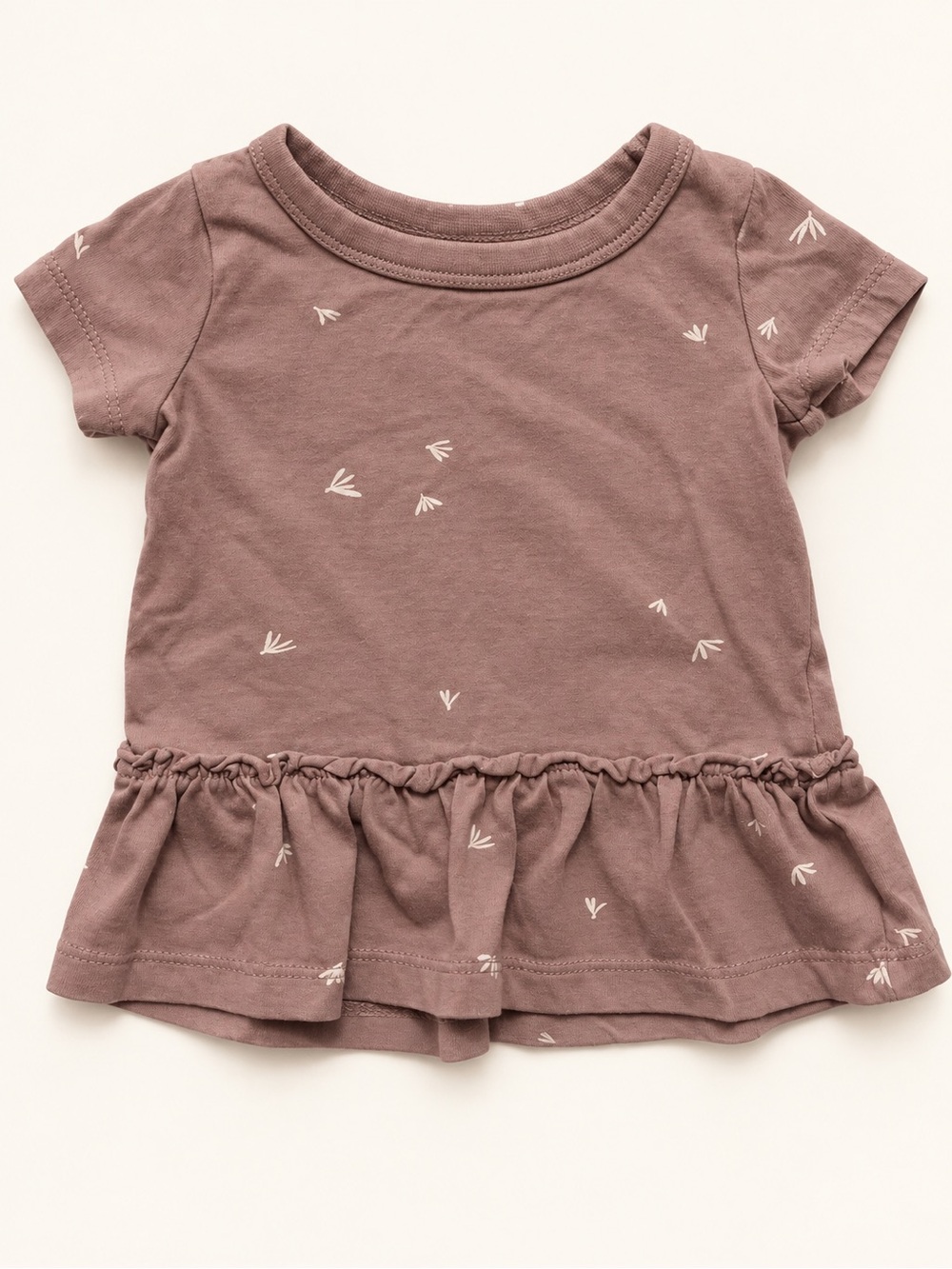 Colored Organics Mauve Short Sleeve Ruffle Tee